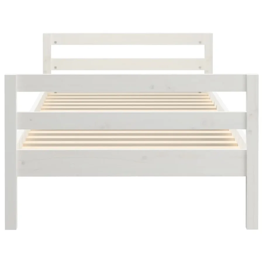Cadre de lit sans matelas blanc 90x190 cm bois de pin massif - 5