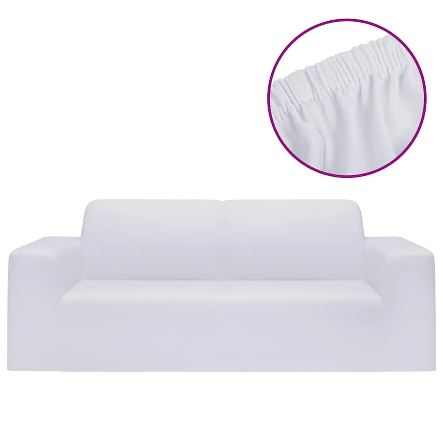 Housse extensible de canapé 2 places Blanc Jersey de polyester - 2