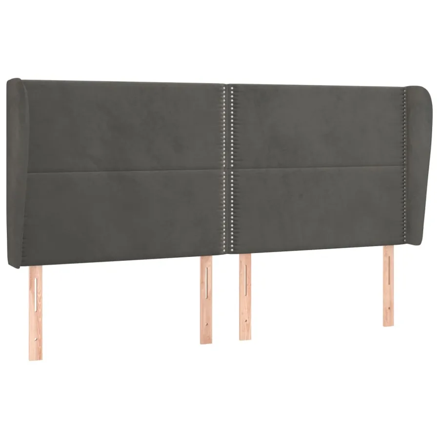 Tête de lit avec oreilles Gris foncé 163x23x118/128 cm Velours - 2
