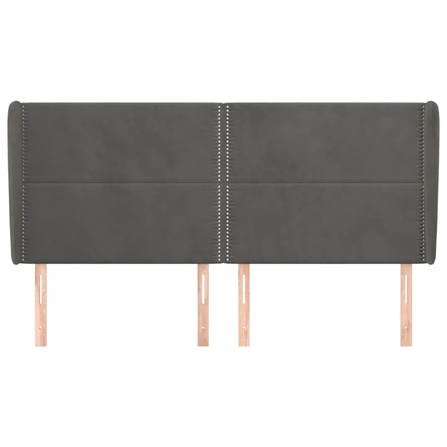 Tête de lit avec oreilles Gris foncé 163x23x118/128 cm Velours - 3