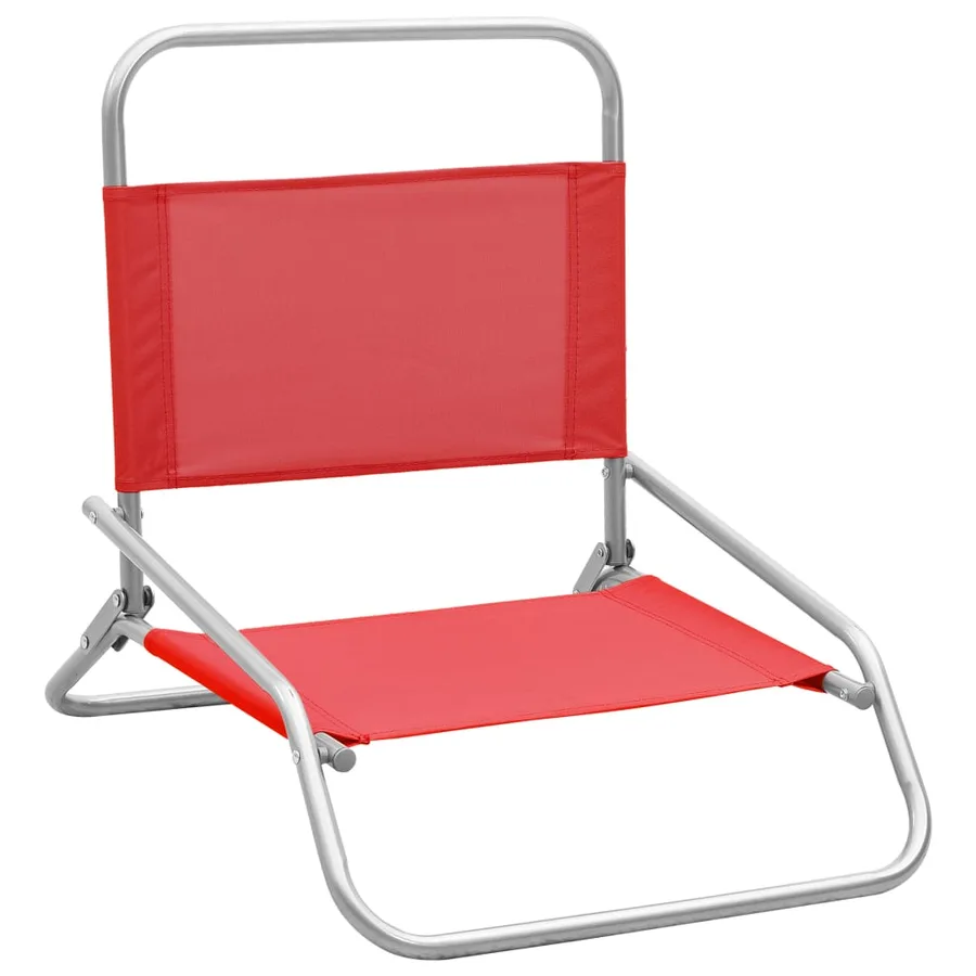 Chaises de plage pliables lot de 2 Rouge Tissu - 2