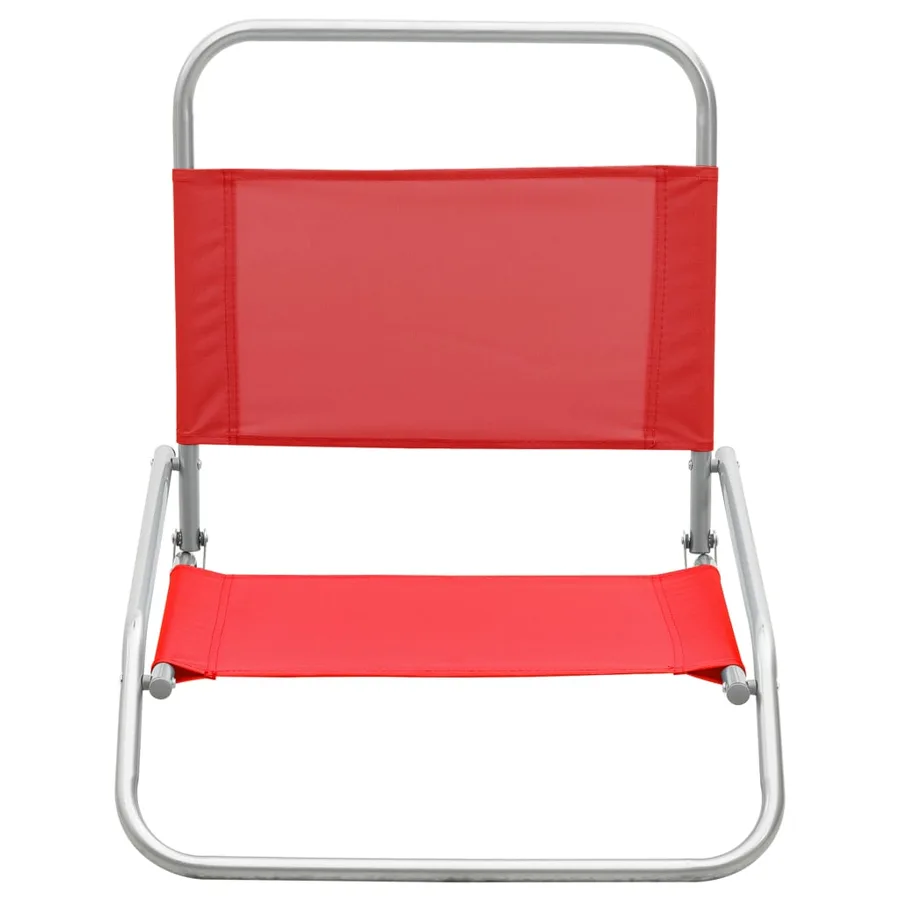 Chaises de plage pliables lot de 2 Rouge Tissu - 3