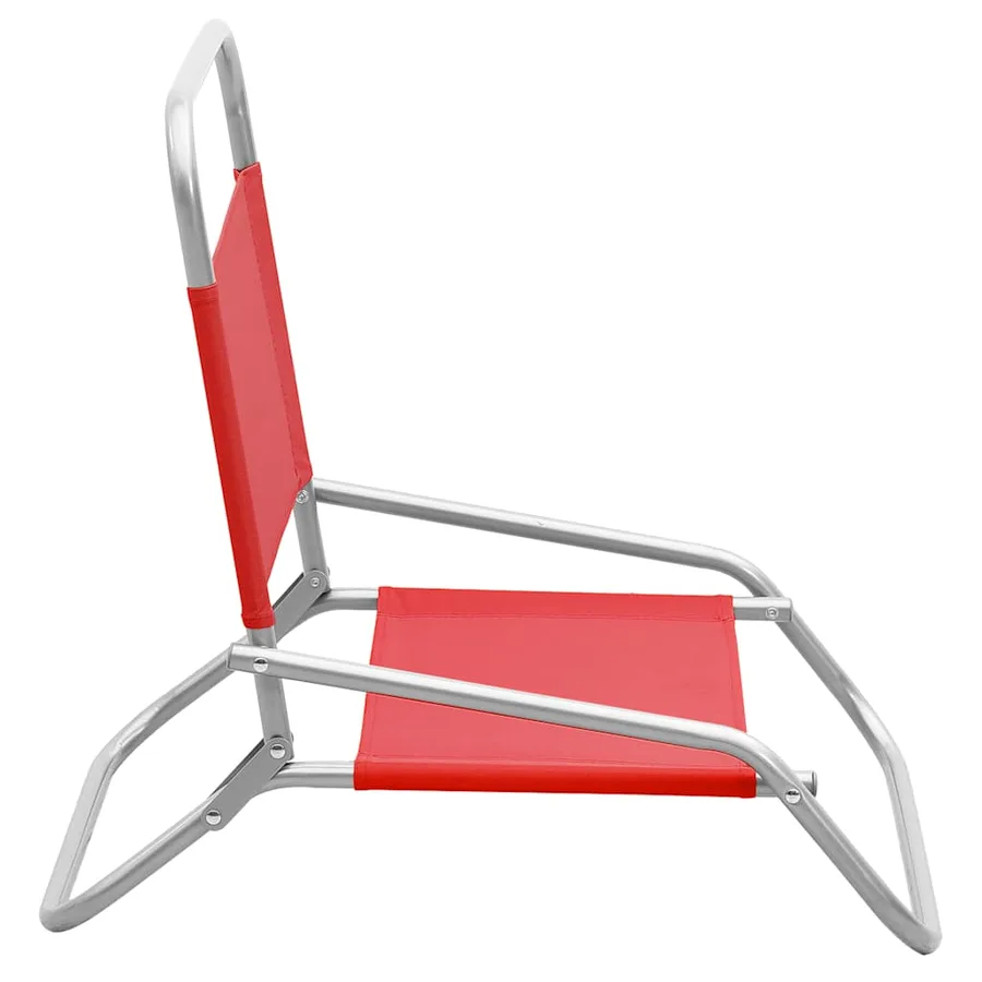 Chaises de plage pliables lot de 2 Rouge Tissu - 4