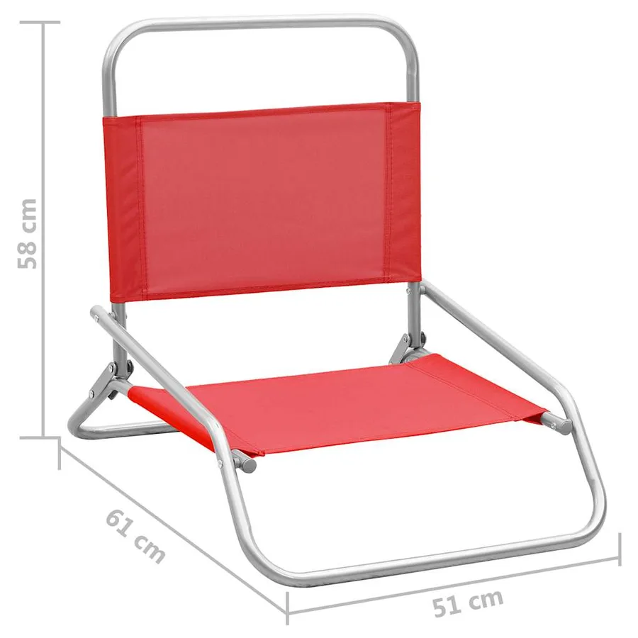 Chaises de plage pliables lot de 2 Rouge Tissu - 8
