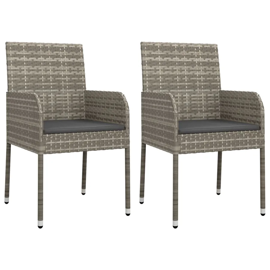 Ensemble à manger de jardin 3 pcs coussins gris résine tressée - 4