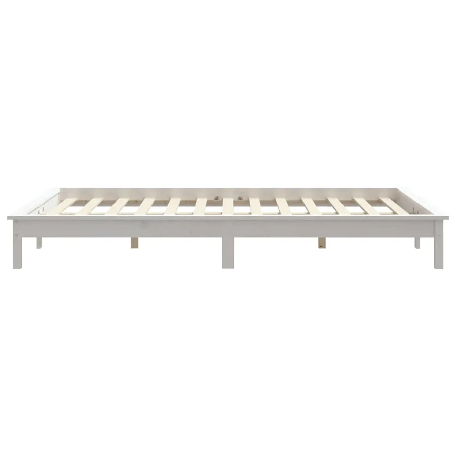 Cadre de lit sans matelas blanc 140x200 cm bois massif - 6