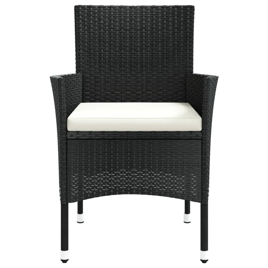Chaises de jardin avec coussins lot de 4 Résine tressée Noir - 4