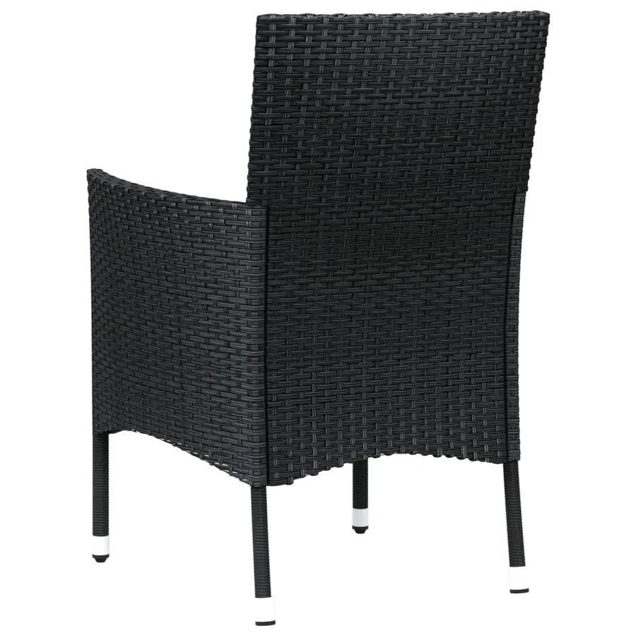 Chaises de jardin avec coussins lot de 4 Résine tressée Noir - 6
