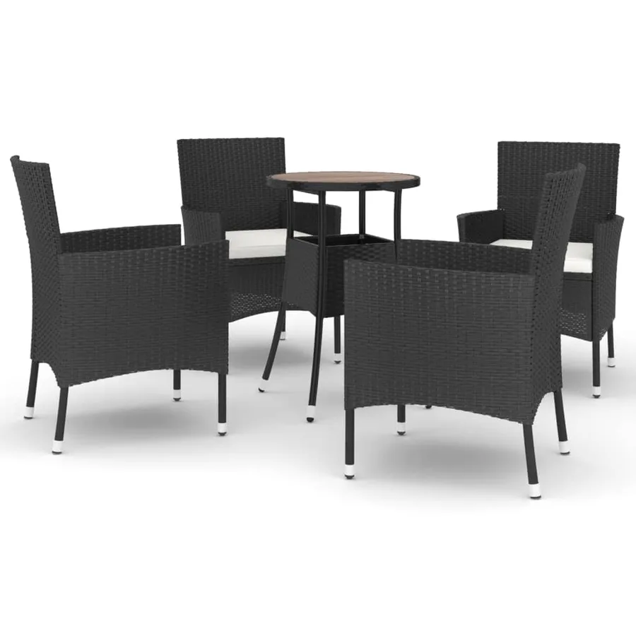 Ensemble de bistro de jardin 5 pcs coussins noir poly rotin - 2