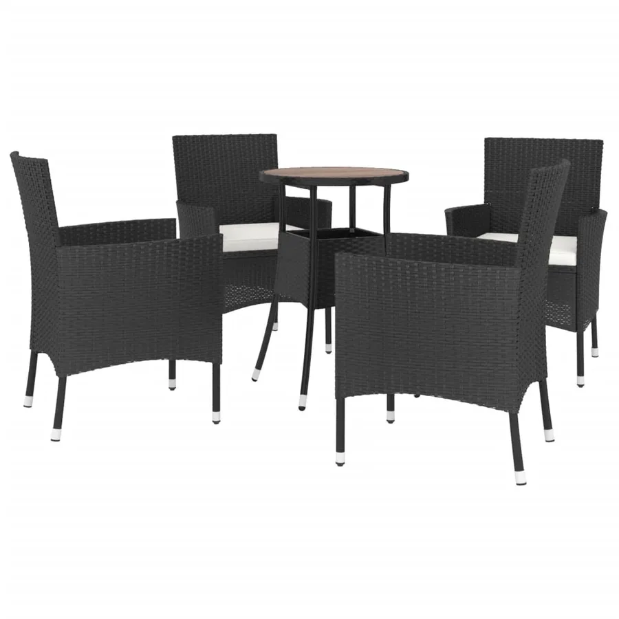 Ensemble de bistro de jardin 5 pcs coussins noir poly rotin - 3