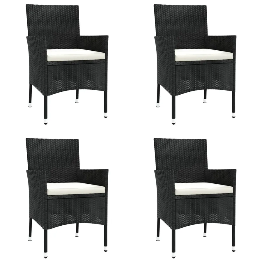 Ensemble de bistro de jardin 5 pcs coussins noir poly rotin - 4