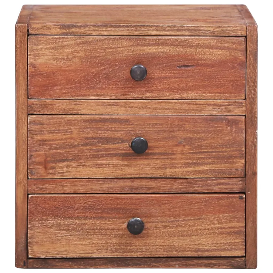 Table de chevet avec 3 tiroirs 35x25x35 cm bois d'acajou massif - 2