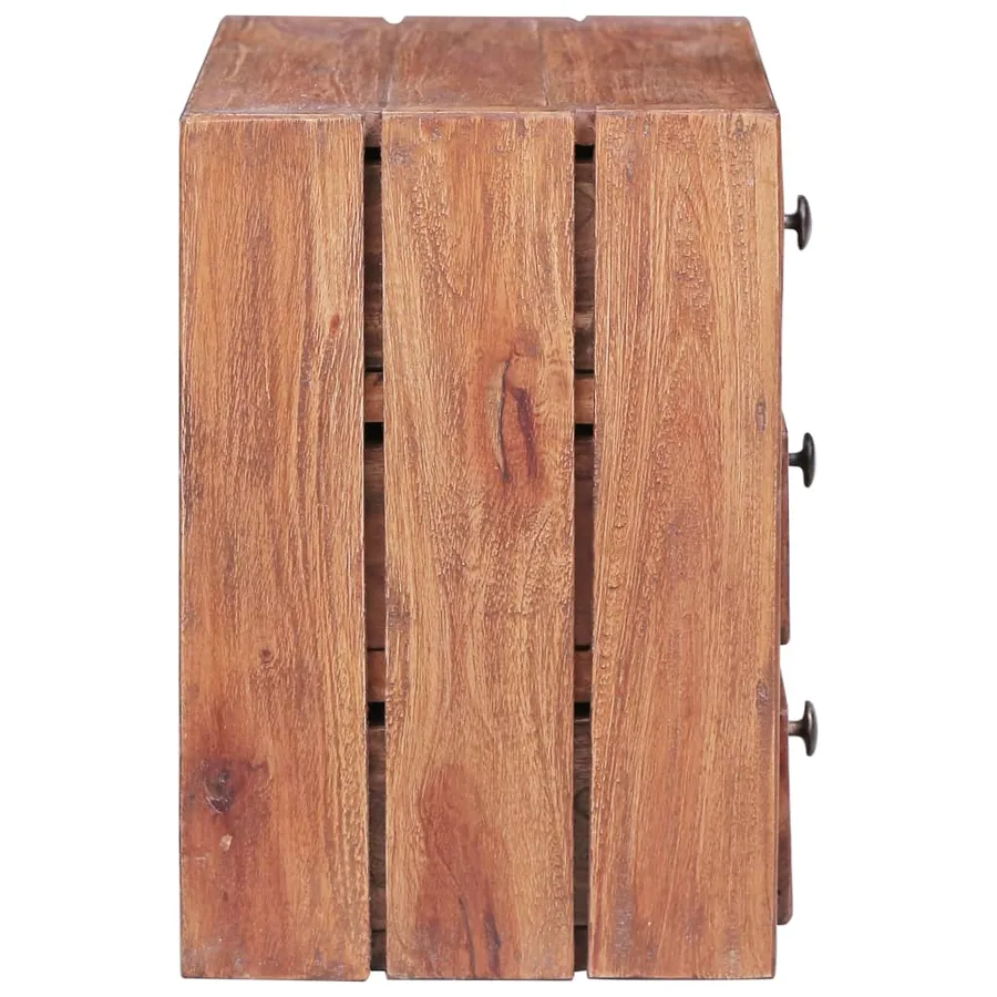 Table de chevet avec 3 tiroirs 35x25x35 cm bois d'acajou massif - 4
