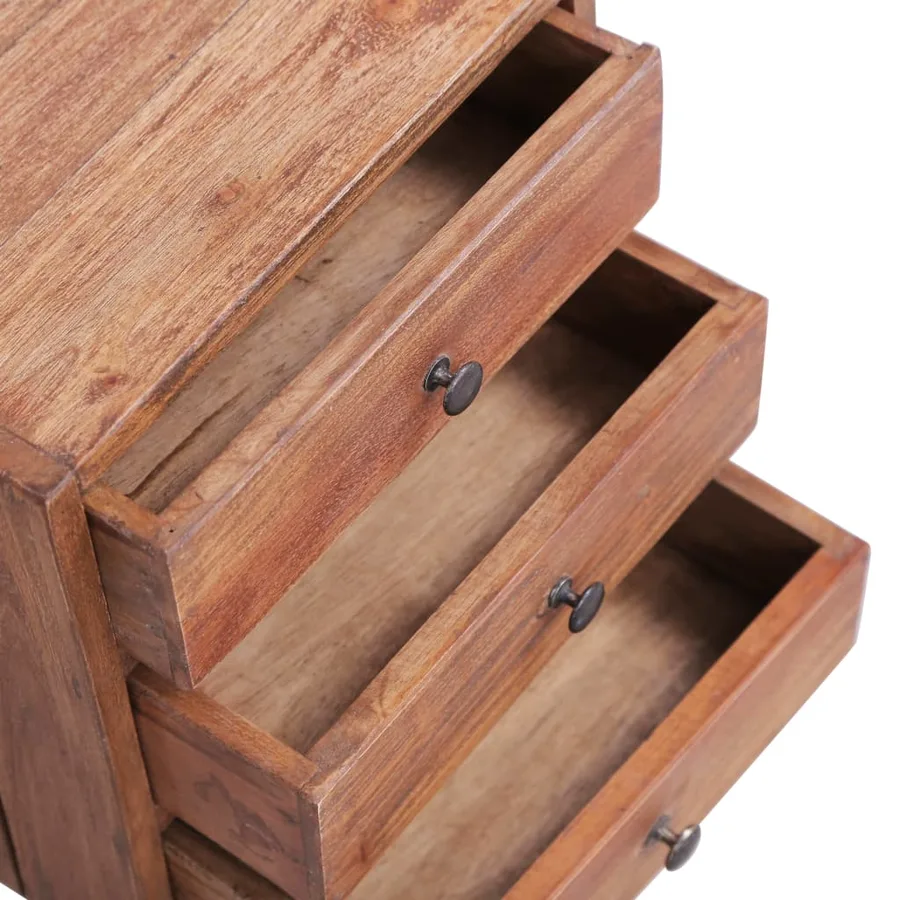 Table de chevet avec 3 tiroirs 35x25x35 cm bois d'acajou massif - 8