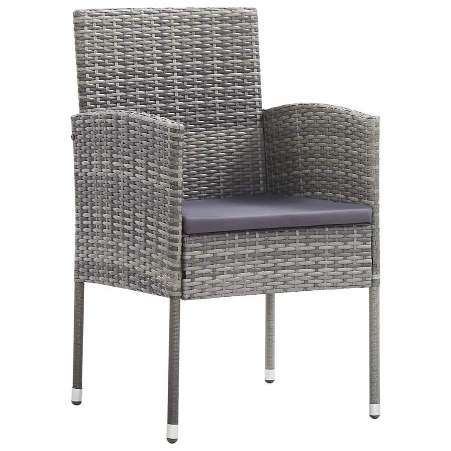 Chaises de jardin coussins gris foncé 4 pcs gris résine tressée - 2