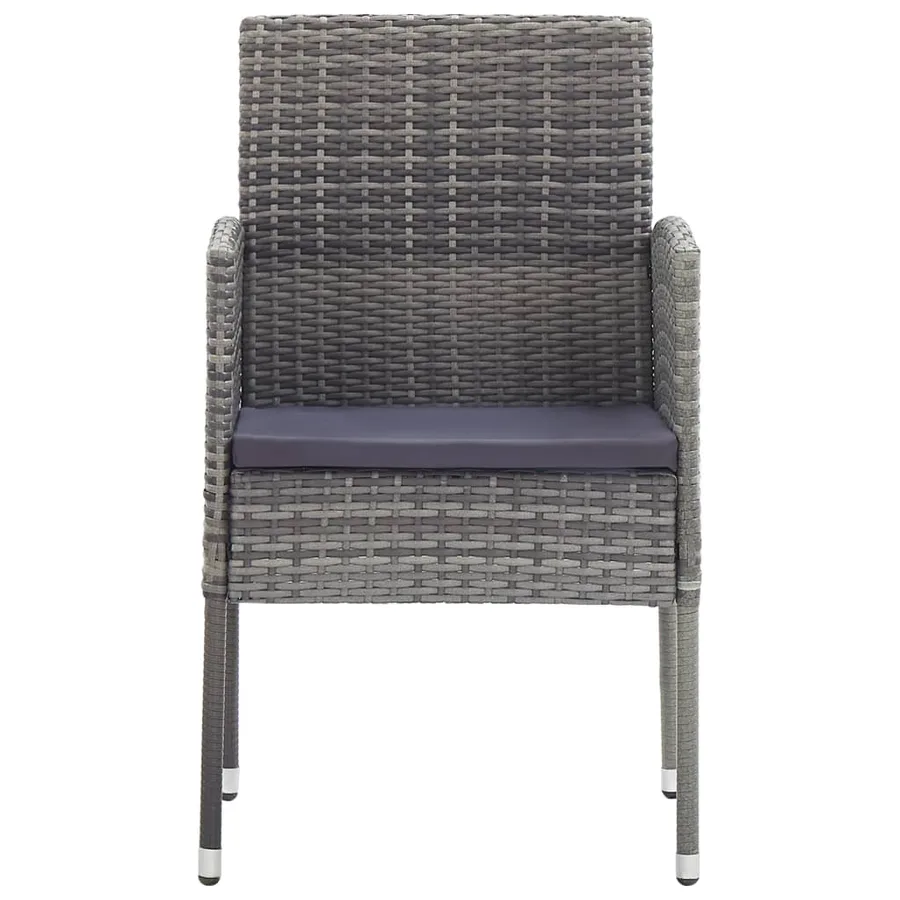 Chaises de jardin coussins gris foncé 4 pcs gris résine tressée - 3