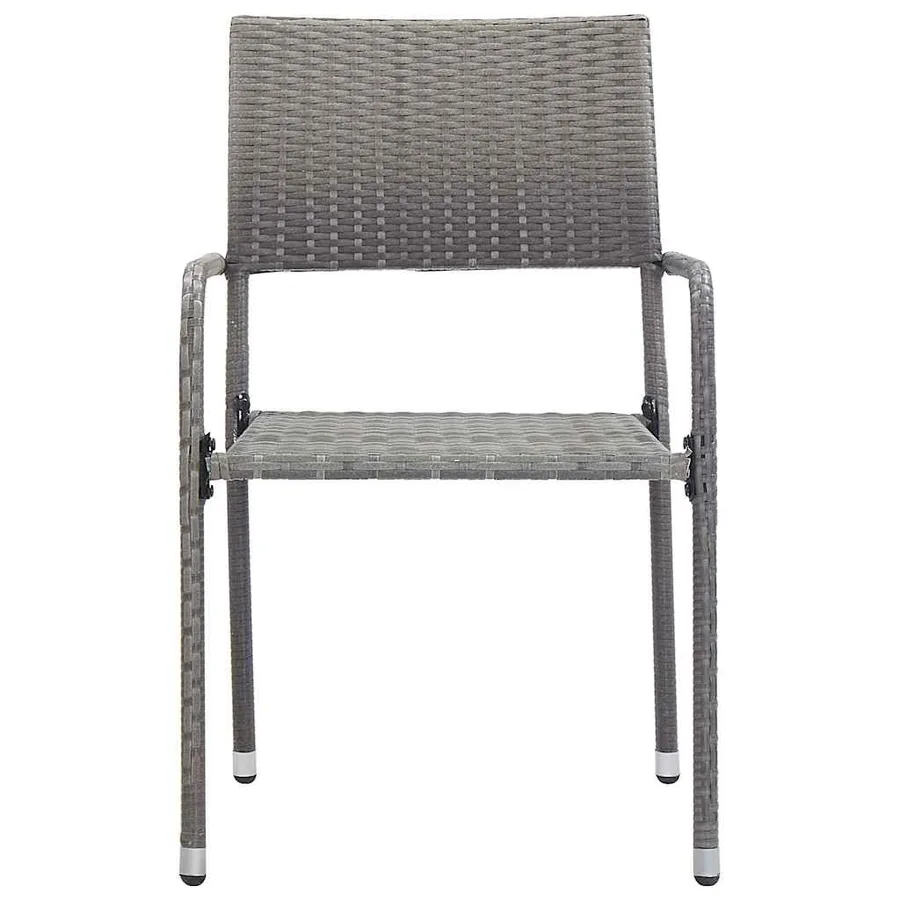 Chaise à dîner de jardin empilable lot de 6 gris résine tressée - 3