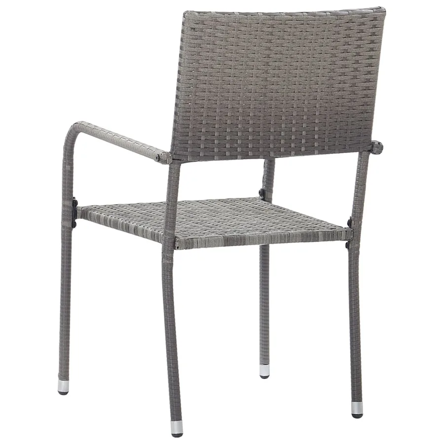 Chaise à dîner de jardin empilable lot de 6 gris résine tressée - 5