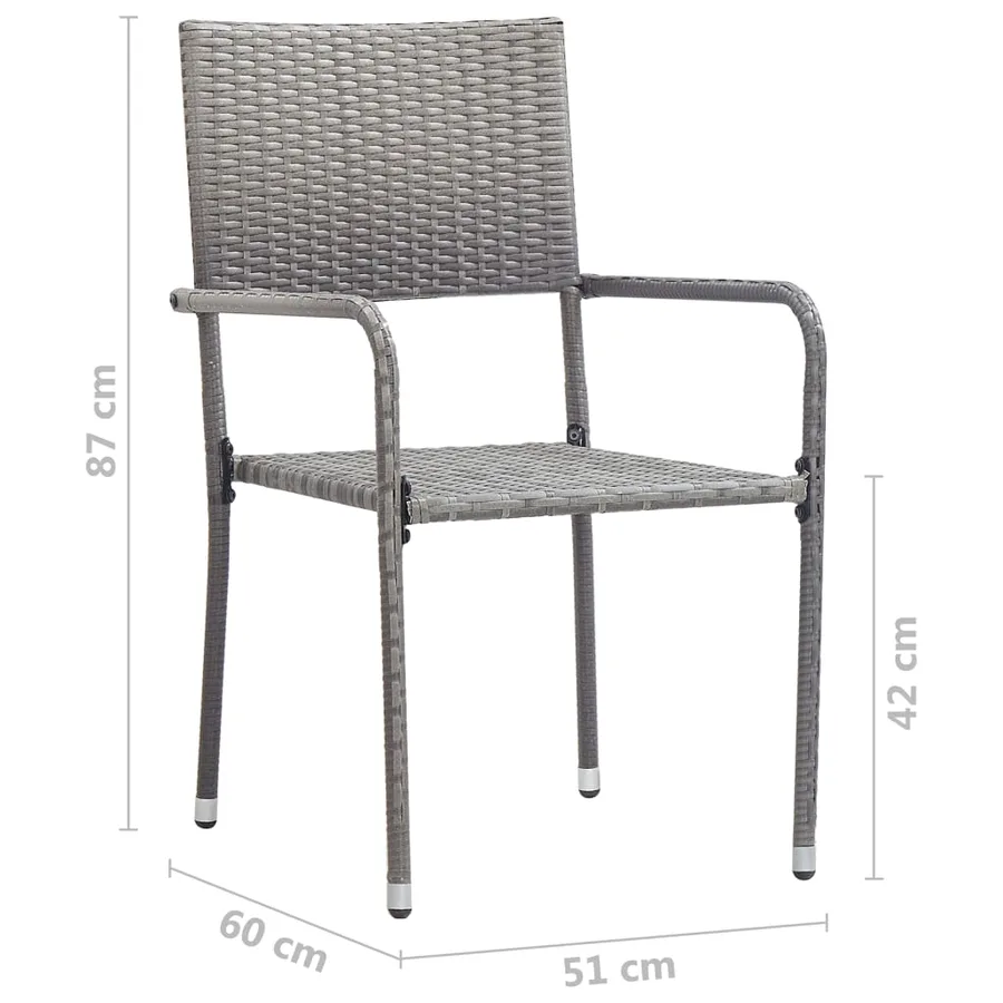 Chaise à dîner de jardin empilable lot de 6 gris résine tressée - 7