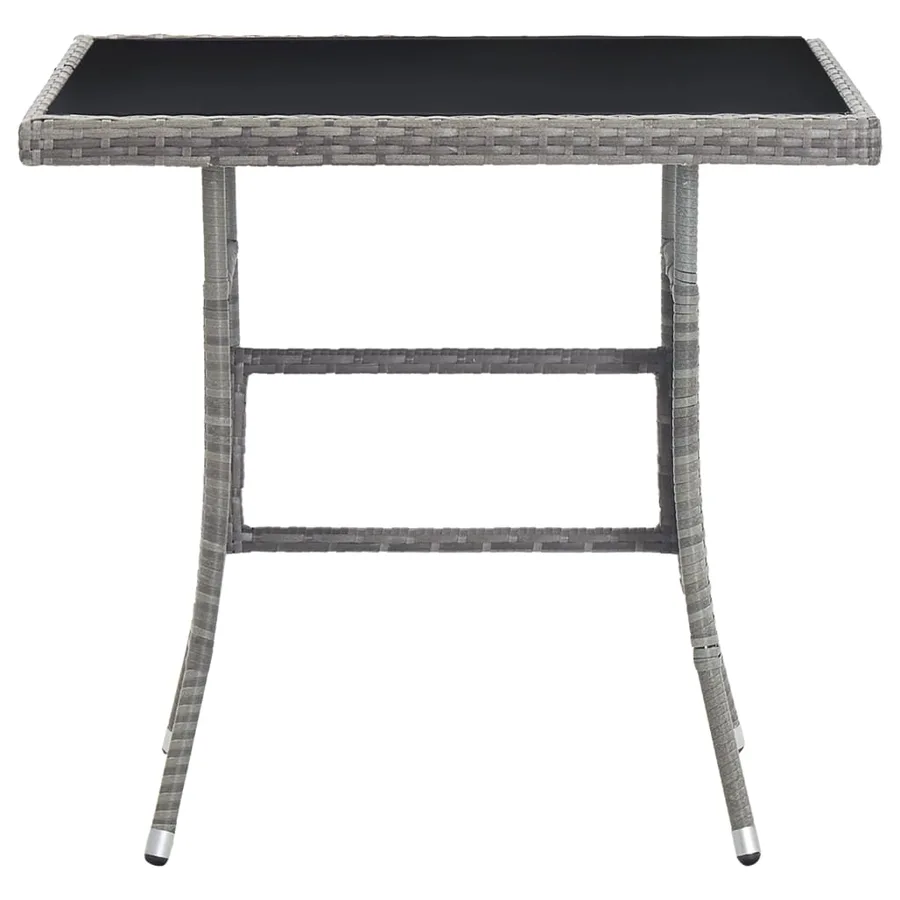 Table de jardin gris 80x80x74 cm résine tressée - 2