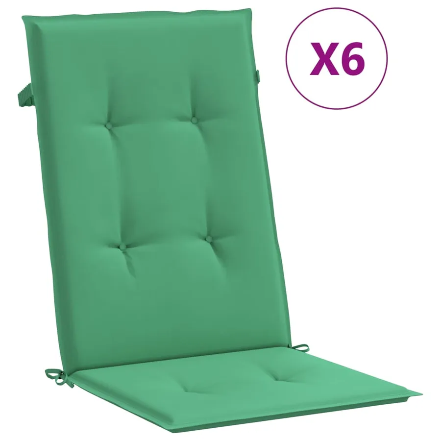 Coussins de chaise de jardin à dossier haut lot de 6 vert tissu - 2