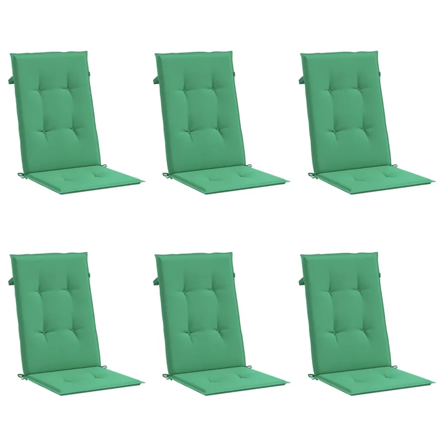 Coussins de chaise de jardin à dossier haut lot de 6 vert tissu - 3