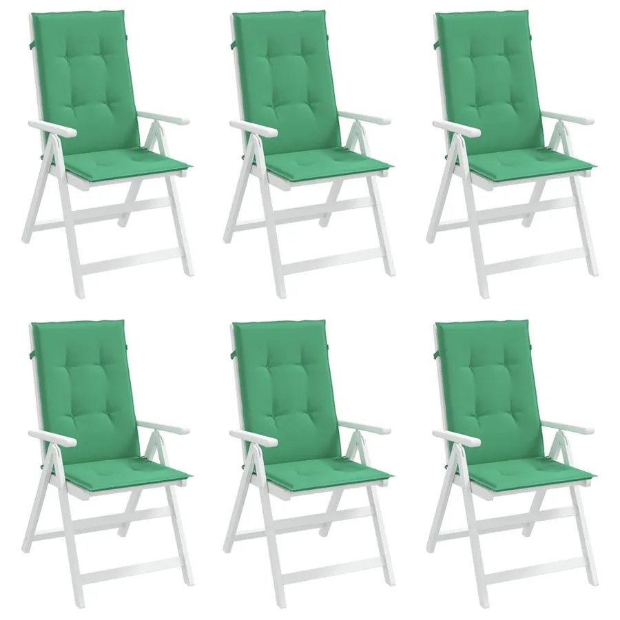 Coussins de chaise de jardin à dossier haut lot de 6 vert tissu - 4
