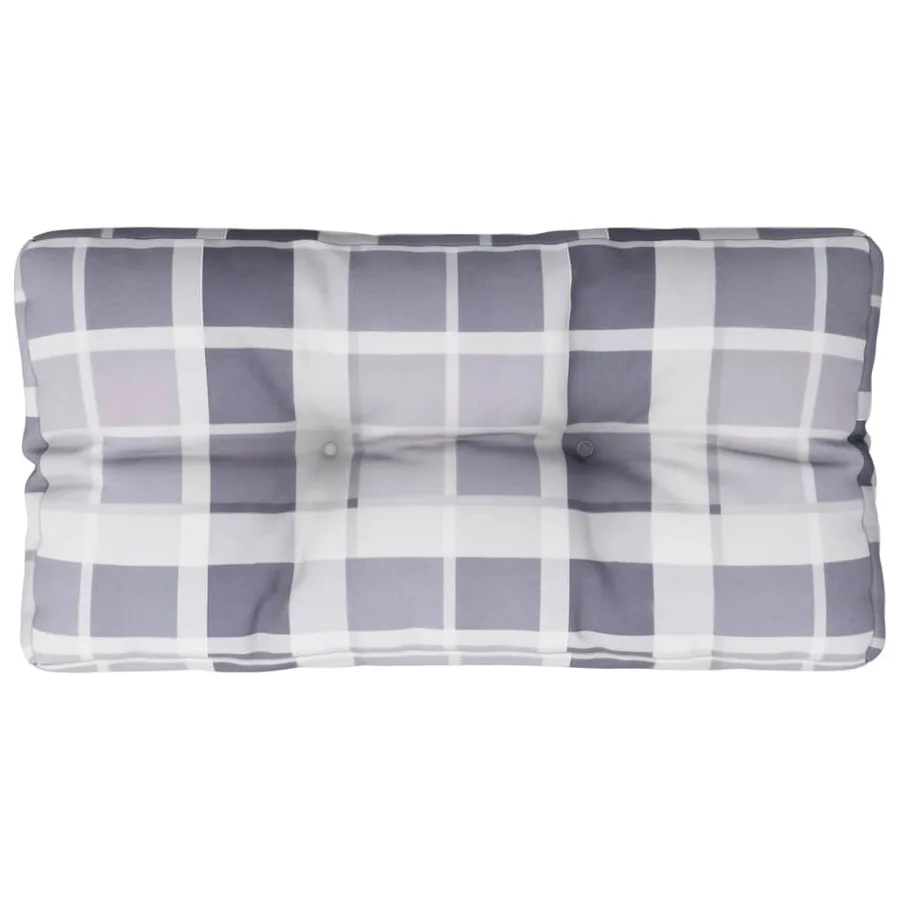 Coussin de palette motif à carreaux gris 80x40x12 cm tissu - 2