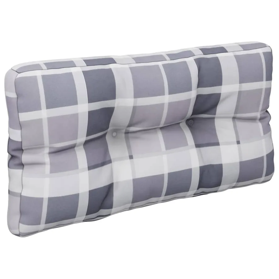 Coussin de palette motif à carreaux gris 80x40x12 cm tissu - 4