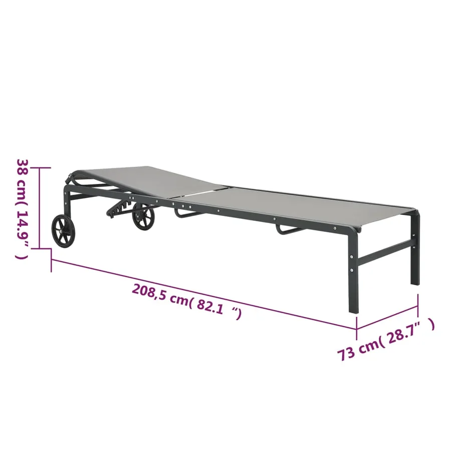 Chaises longues lot de 2 avec table Textilène et acier - 8
