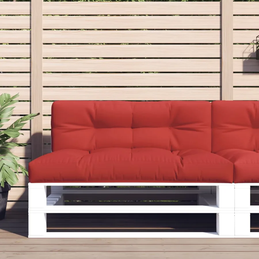 Coussin de palette rouge 120x40x12 cm tissu