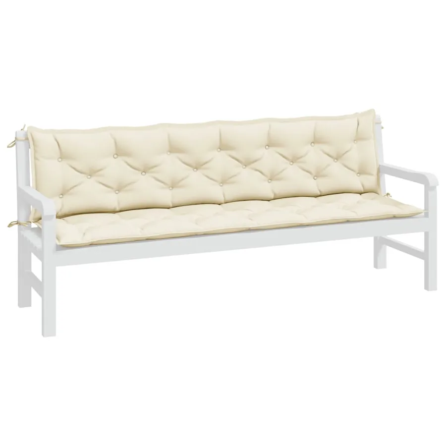 Coussins de banc de jardin lot de 2 blanc crème tissu Oxford - 3