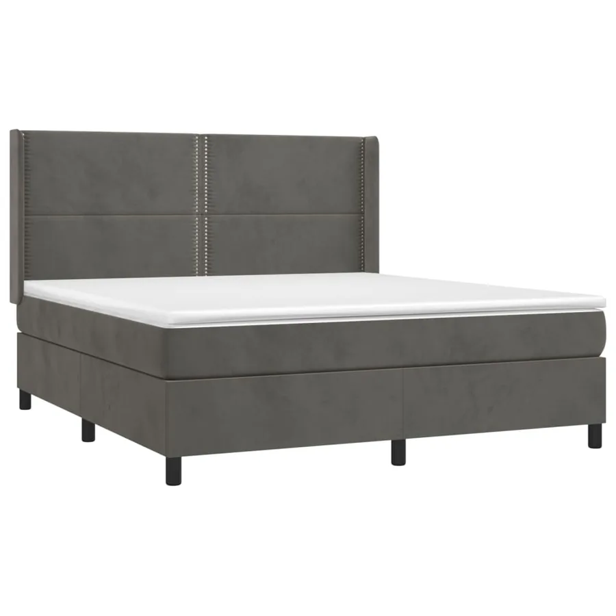 Sommier à lattes de lit matelas et LED Gris foncé 160x200 cm - 4