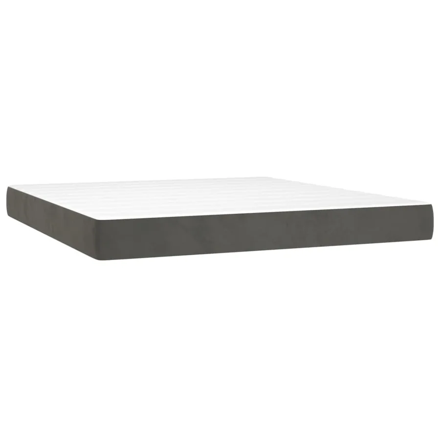 Sommier à lattes de lit matelas et LED Gris foncé 160x200 cm - 6