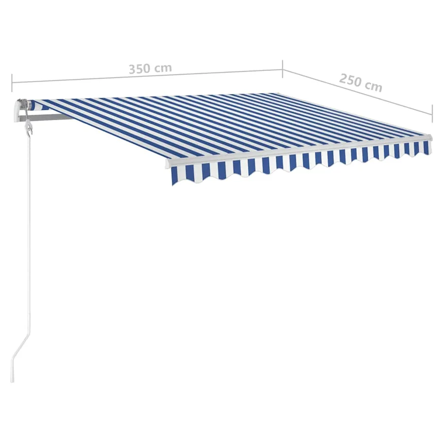 Auvent automatique capteur de vent/LED 350x250 cm Bleu et blanc - 10
