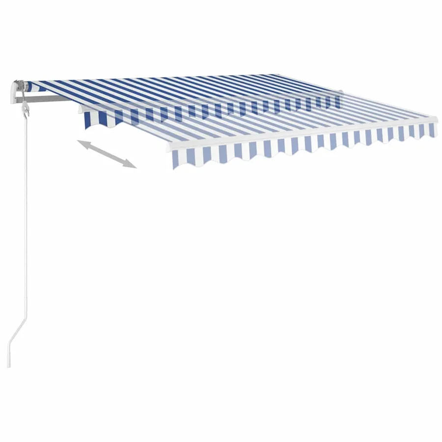 Auvent automatique capteur de vent/LED 350x250 cm Bleu et blanc - 3