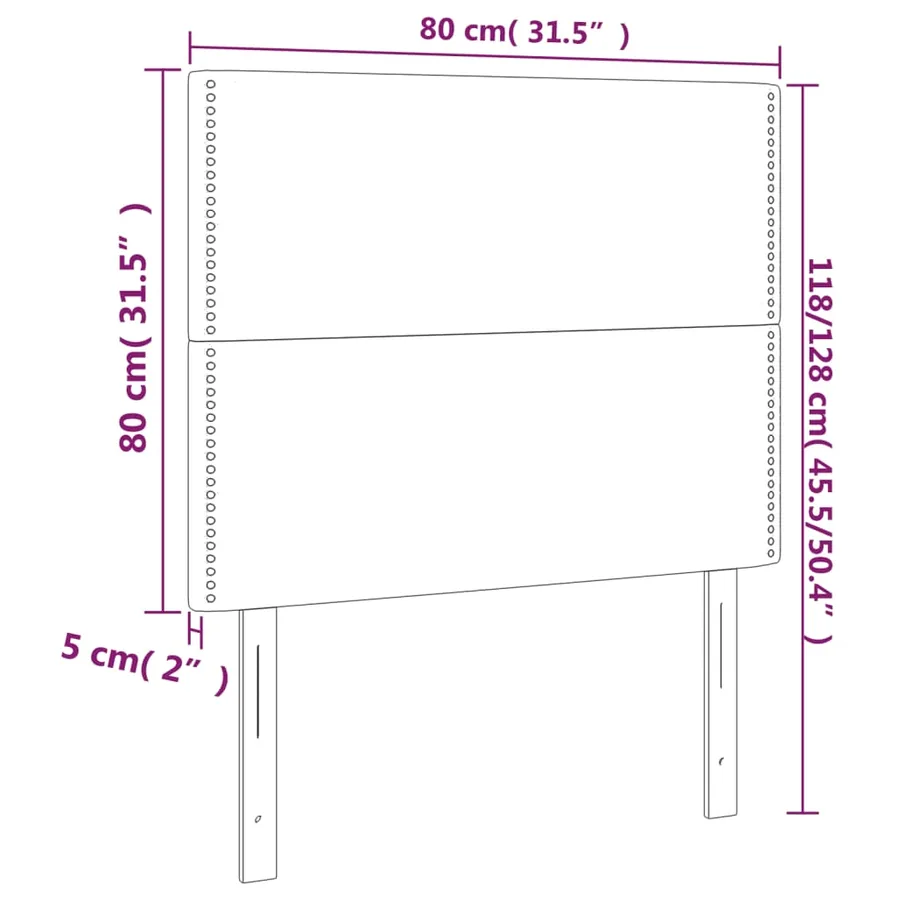 Tête de lit à LED Gris foncé 80x5x118/128 cm Velours - 6