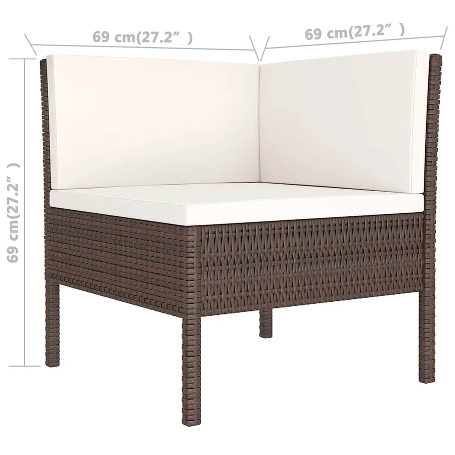 Salon de jardin 6 pcs avec coussins Résine tressée Marron - 5