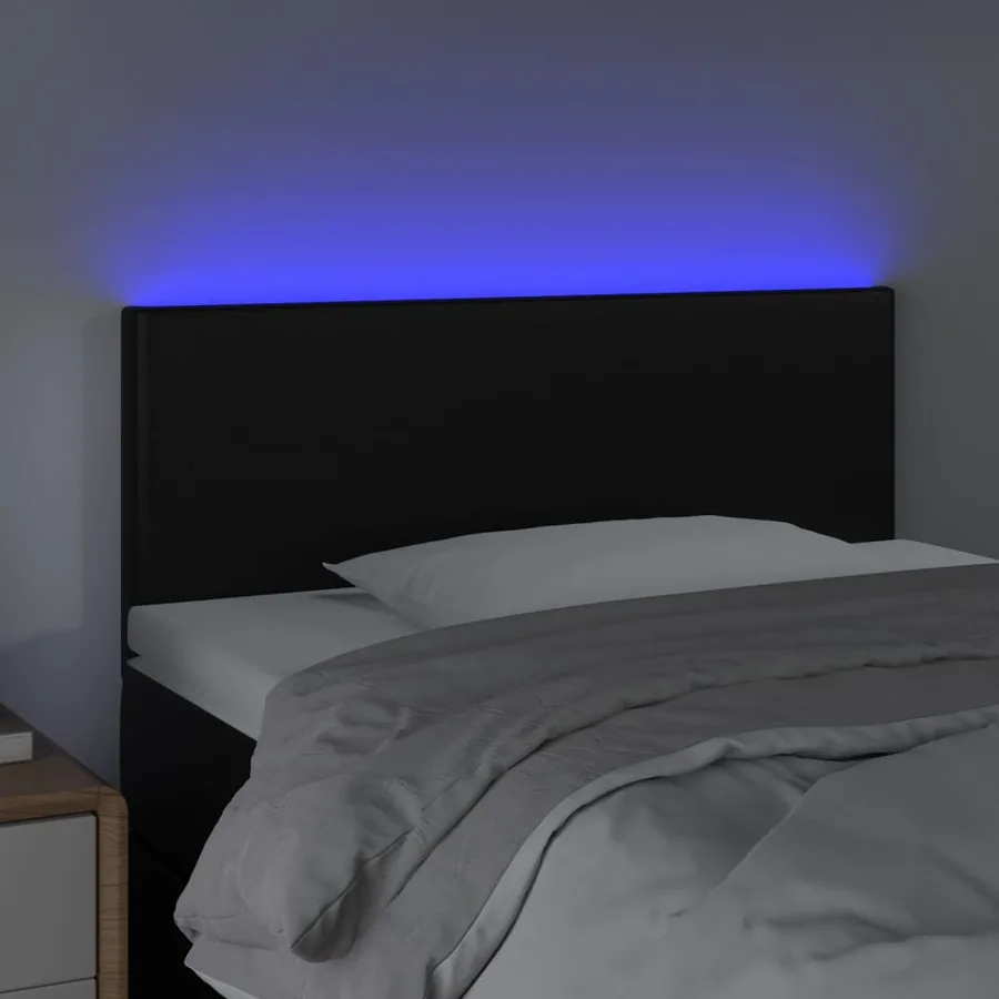 Tête de lit à LED Noir 100x5x78/88 cm Similicuir - 3