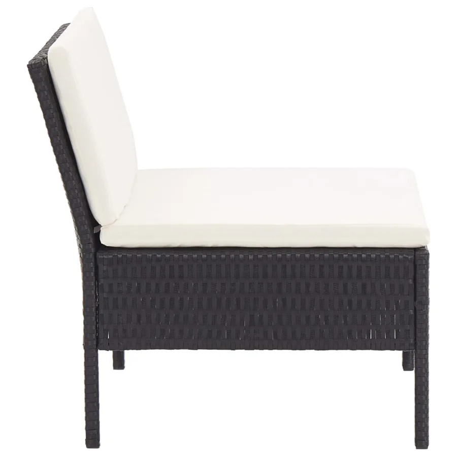 Salon de jardin 8 pcs avec coussins résine tressée noir - 11