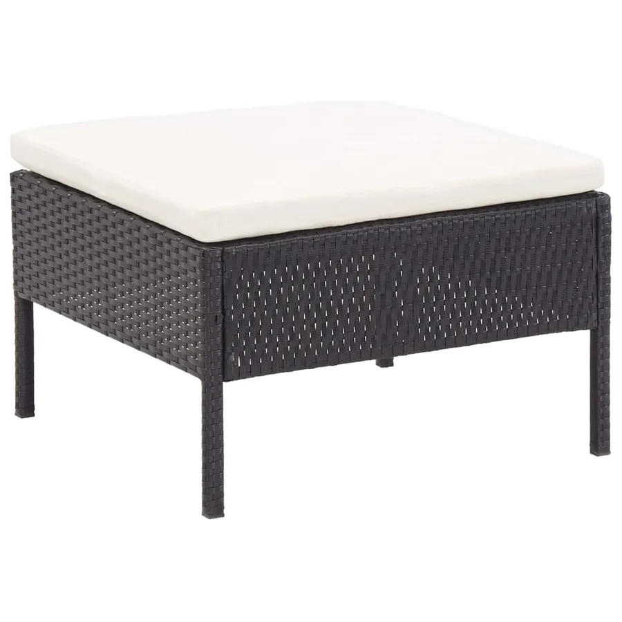 Salon de jardin 8 pcs avec coussins résine tressée noir - 13