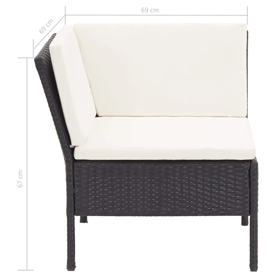 Salon de jardin 8 pcs avec coussins résine tressée noir - 17