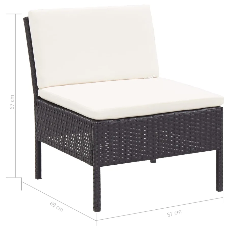 Salon de jardin 8 pcs avec coussins résine tressée noir - 18