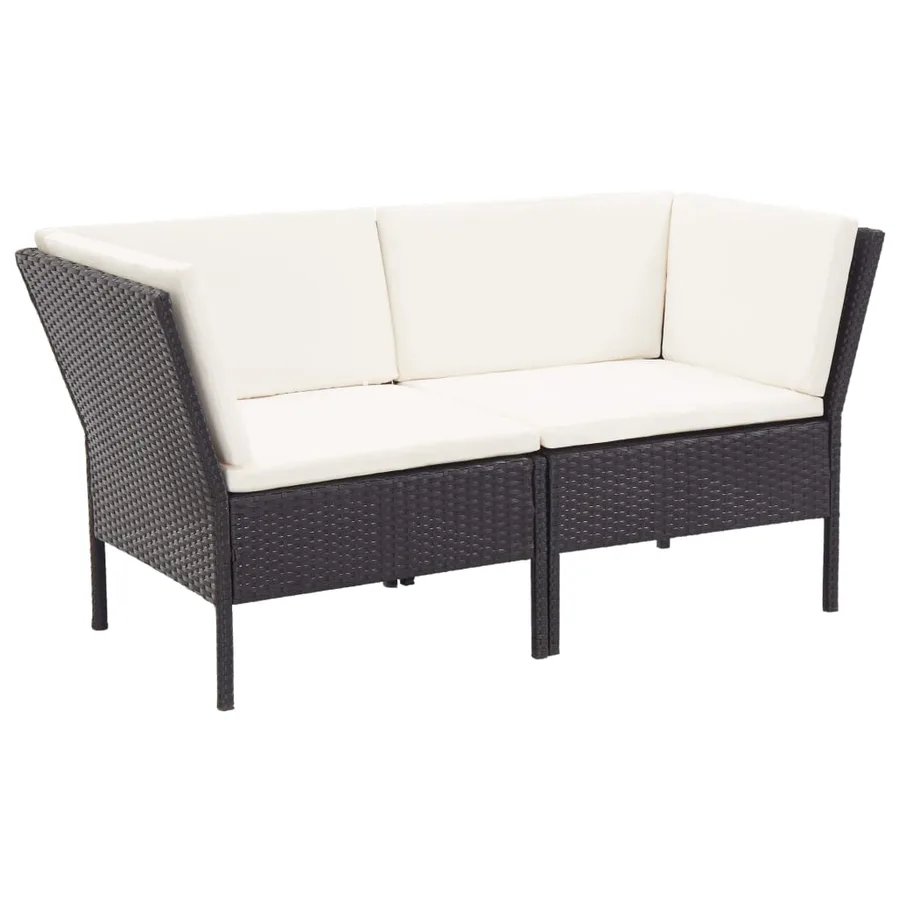 Salon de jardin 8 pcs avec coussins résine tressée noir - 3
