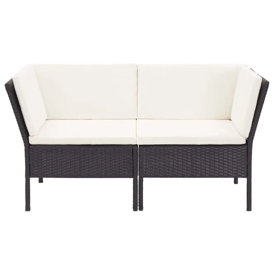 Salon de jardin 8 pcs avec coussins résine tressée noir - 4