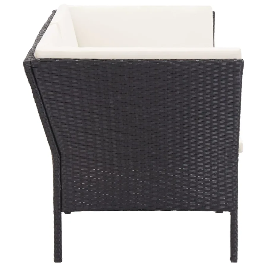 Salon de jardin 8 pcs avec coussins résine tressée noir - 5