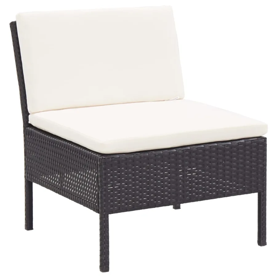 Salon de jardin 8 pcs avec coussins résine tressée noir - 9
