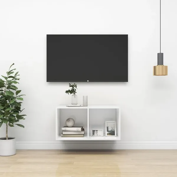 Meuble TV mural Blanc 37x37x72 cm Bois d’ingénierie