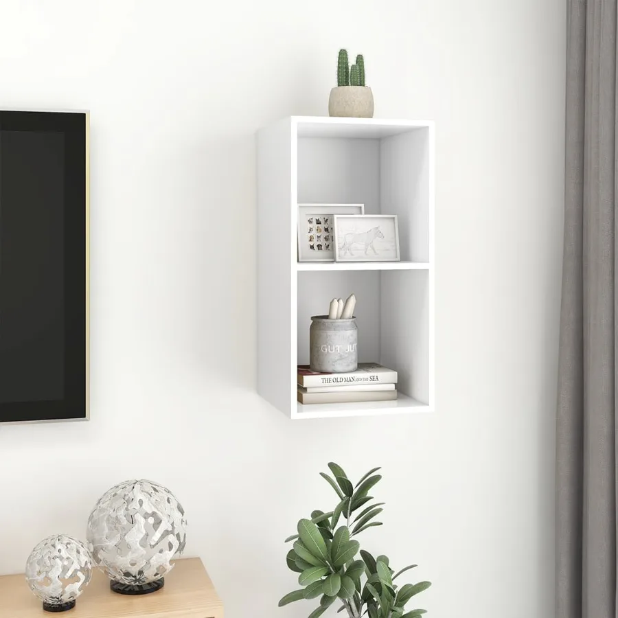 Meuble TV mural Blanc 37x37x72 cm Bois d’ingénierie - 6
