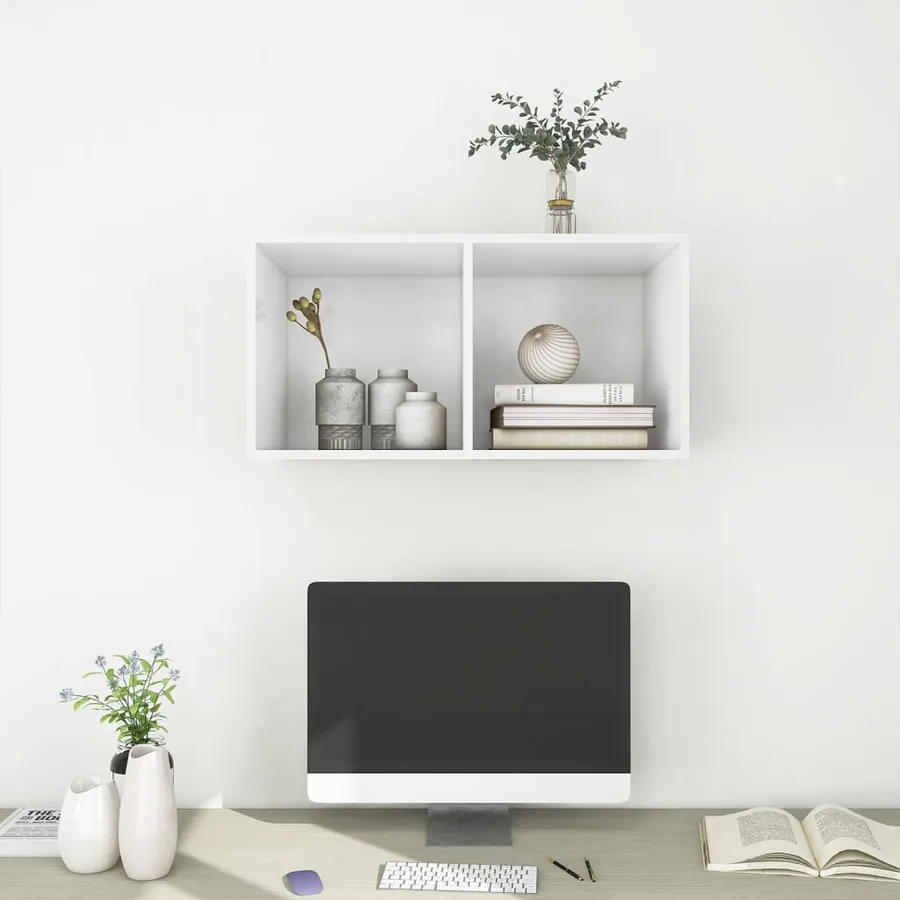 Meuble TV mural Blanc 37x37x72 cm Bois d’ingénierie - 7